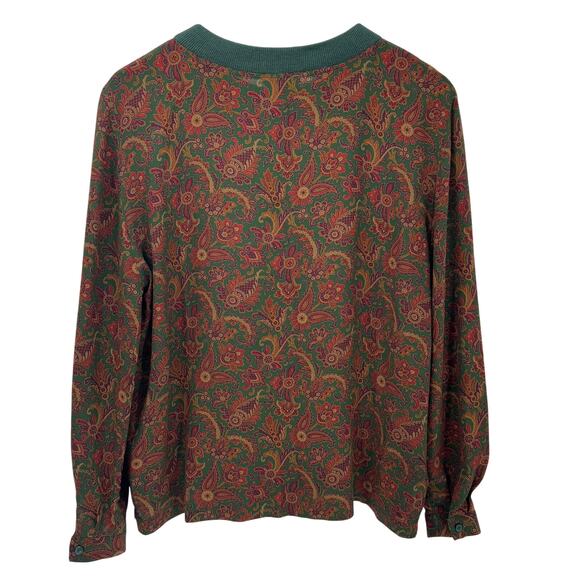 Searle Blatt Blouse Womens Medium 42 Silk Floral Paisley Made in Italy Vintage - Picture 3 of 8
